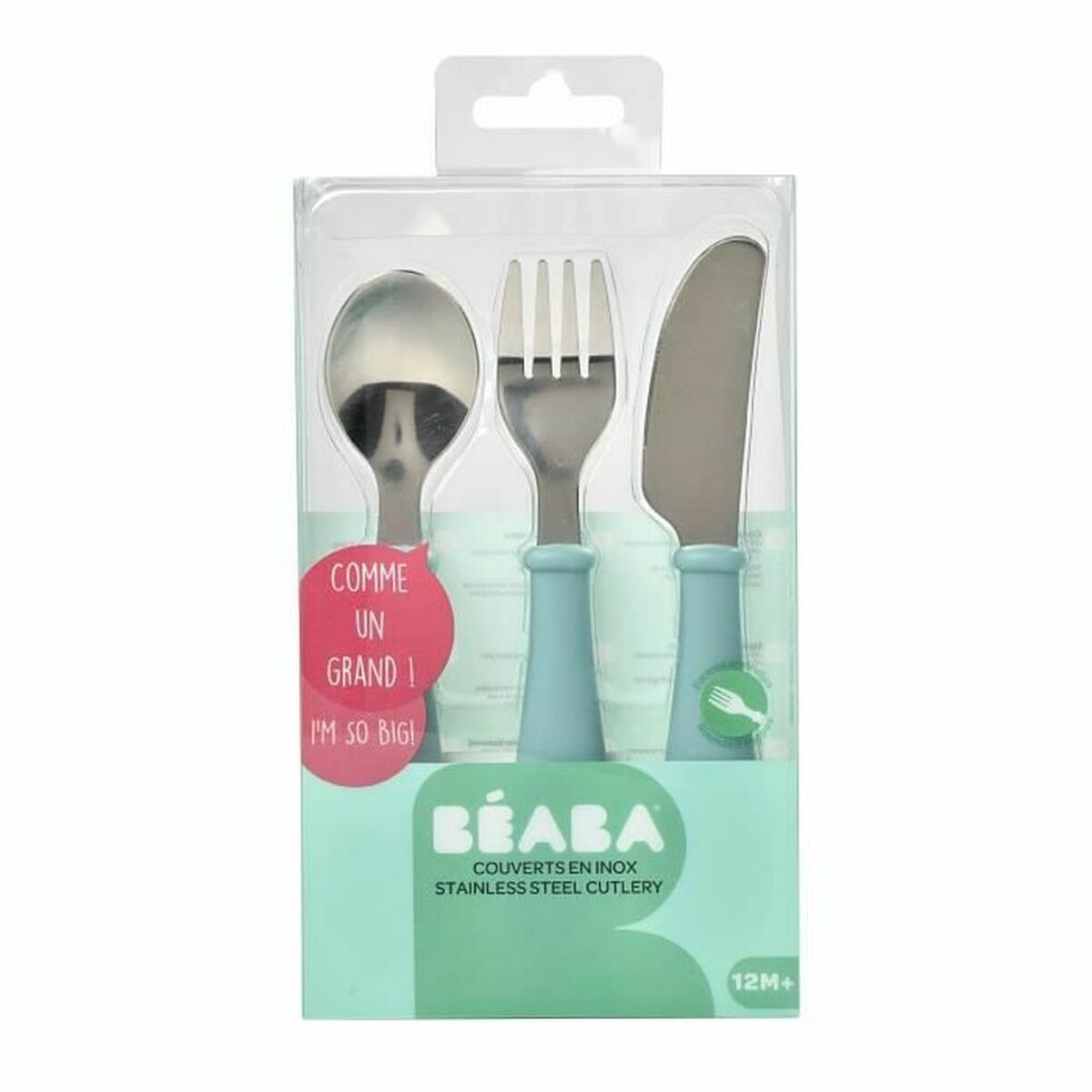 Pieces of Cutlery Béaba Blue Light Green Metal 3 Pieces