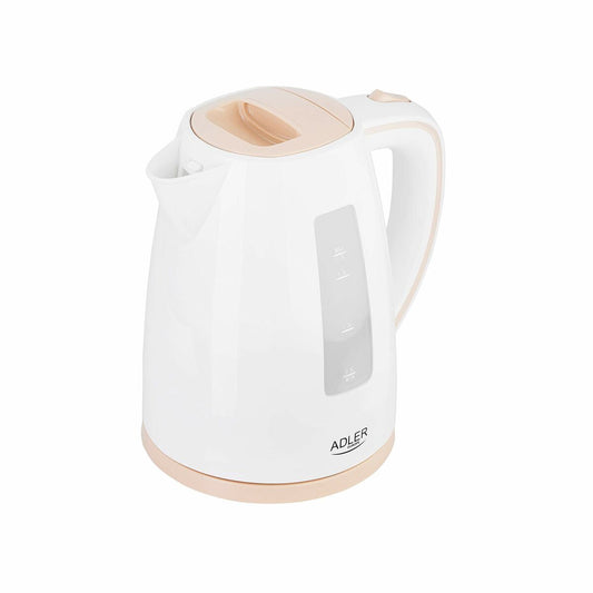 Water Kettle and Electric Teakettle Adler AD 1264 White Hazelnut Stainless steel Plastic 2200 W 1,7 L