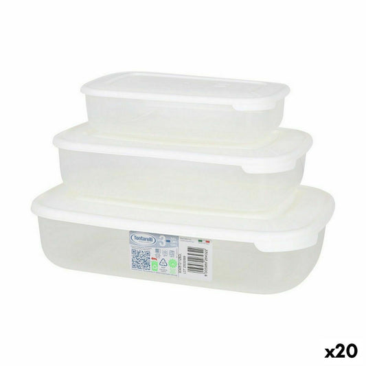 Set of 3 lunch boxes Tontarelli Family White Rectangular 29,6 x 19,8 x 7,7 cm (20 Units)