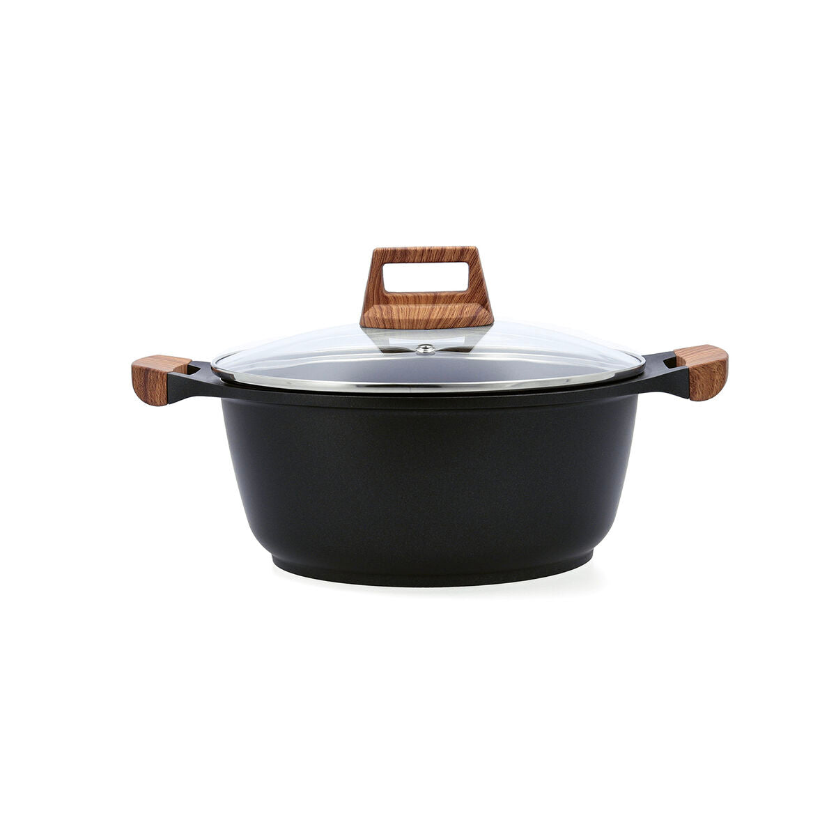 Casserole with lid Quid Karbon Cast aluminium Black 20 cm