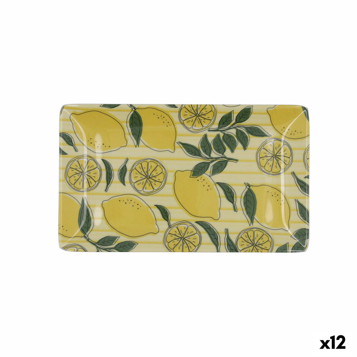 Snack tray Quid Sicilia Multicolour Bioplastic Lemon 25 x 15 x 2 cm (12 Units)