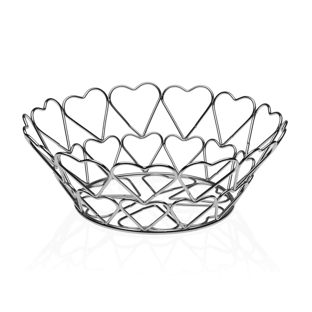 Fruit Bowl Versa Hearts Metal Steel (26 x 10 x 26 cm)