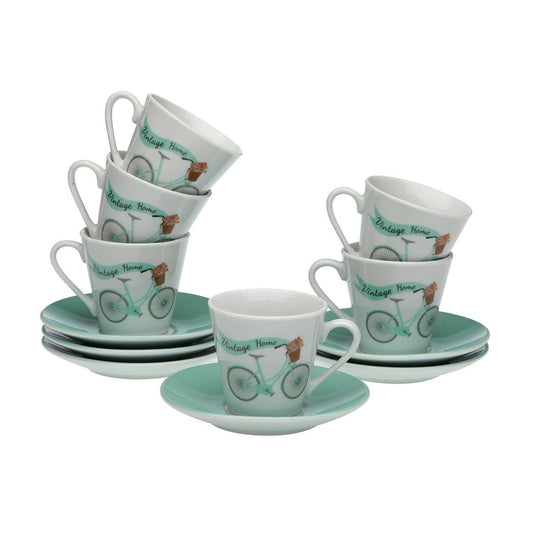 Piece Coffee Cup Set Versa Bicycle 6 Units Porcelain