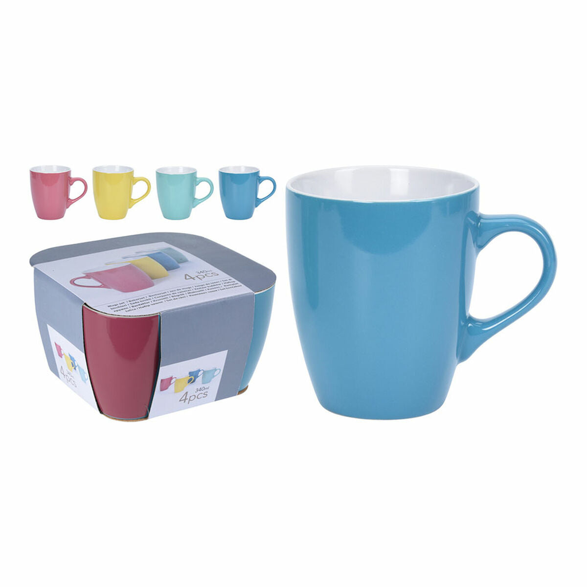 4 Piece Mug Set Lifetime Ceramic 340 ml