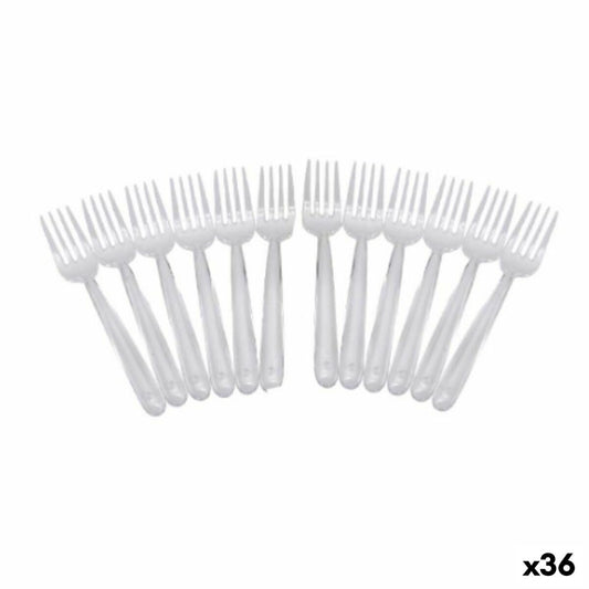 Reusable fork set Algon Transparent Plastic 36 Units