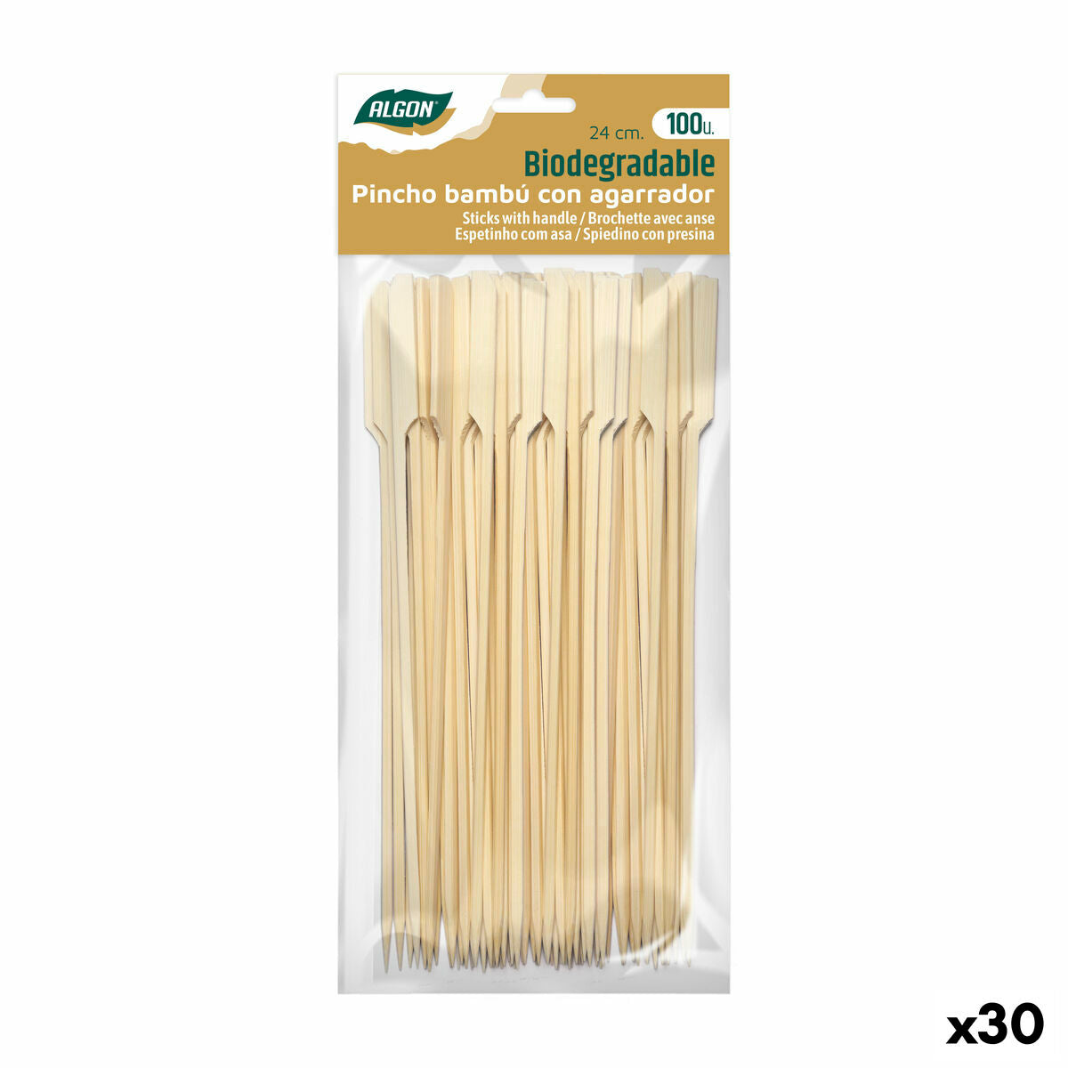 Bamboo toothpicks Algon 24 cm Set 100 Pieces (30 Units)