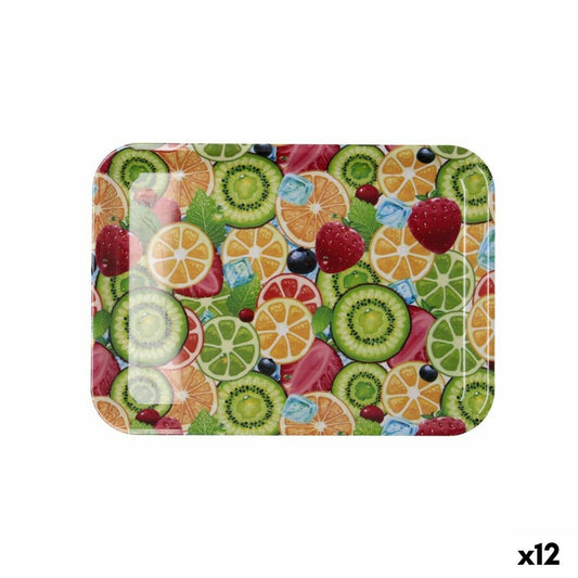 Breakfast tray Quid Habitat Multicolour Plastic 28 x 20 x 1,5 cm With handles Fruits (12 Units)