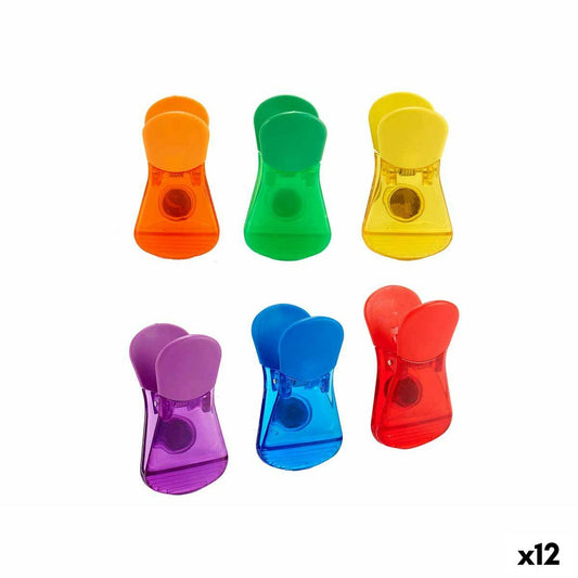 Bag Closing Clips Multicolour Plastic 6 Pieces Magnetic (12 Units)