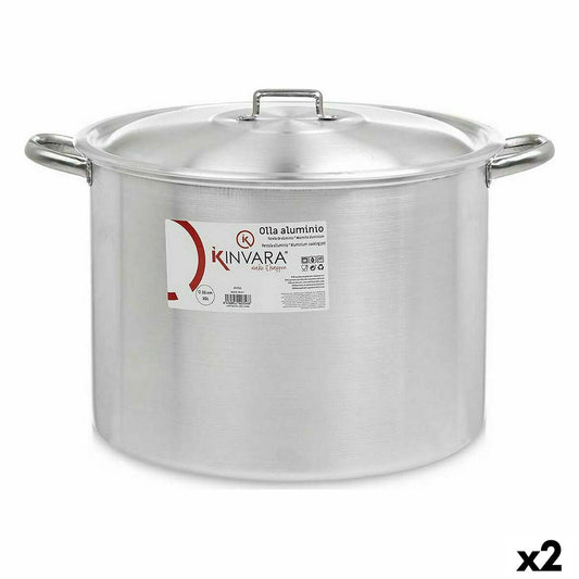 Casserole with Lid Ø 36 cm Silver Aluminium (2 Units)