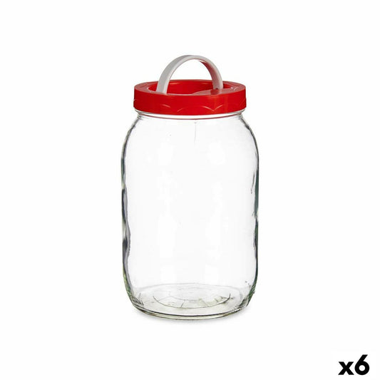 Jar Lid with handle Red polypropylene 2 L 12 x 21 x 12 cm (6 Units)