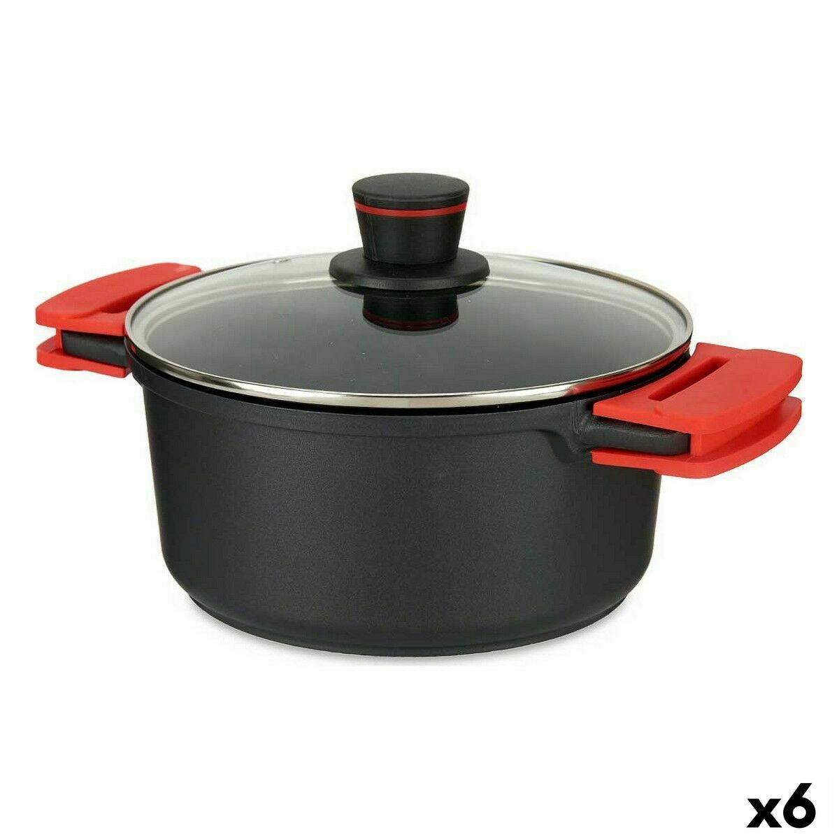 Casserole with glass lid Ø 24 cm Black Aluminium (6 Units)