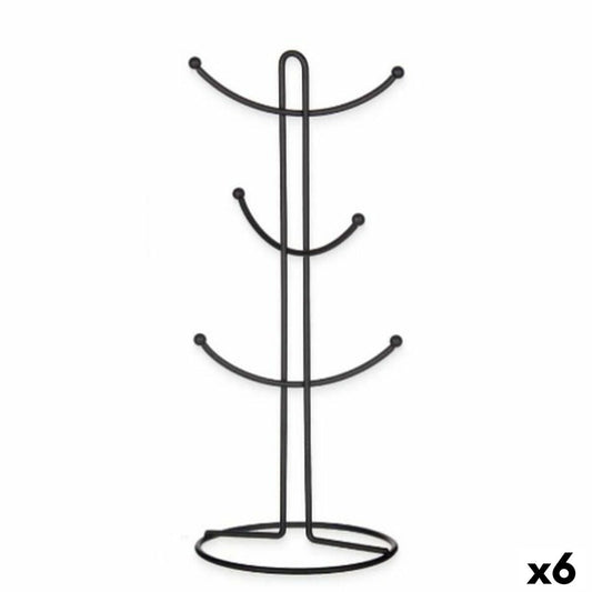 Cup hanger Black Metal 16 x 39 x 16 cm (6 Units)