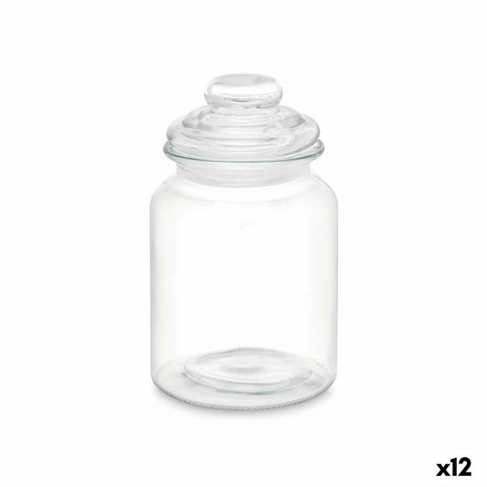 Jar Transparent Glass 900 ml (12 Units) With lid